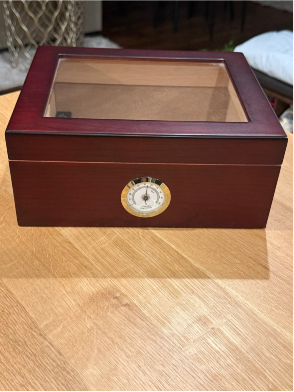 Wooden Cigar Humidor Box One Size Brown and Gold